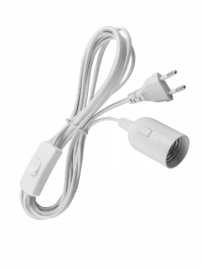 Патрон E27 с проводом и выключателем 1.8м Орбита OT-ELS11 Белый